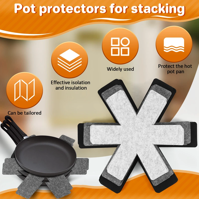 Pot And Pan Protectors, Set Of 18, Pan Protectors For Stacking, Pot Dividers Pads, 3 Different Sizes And Colors