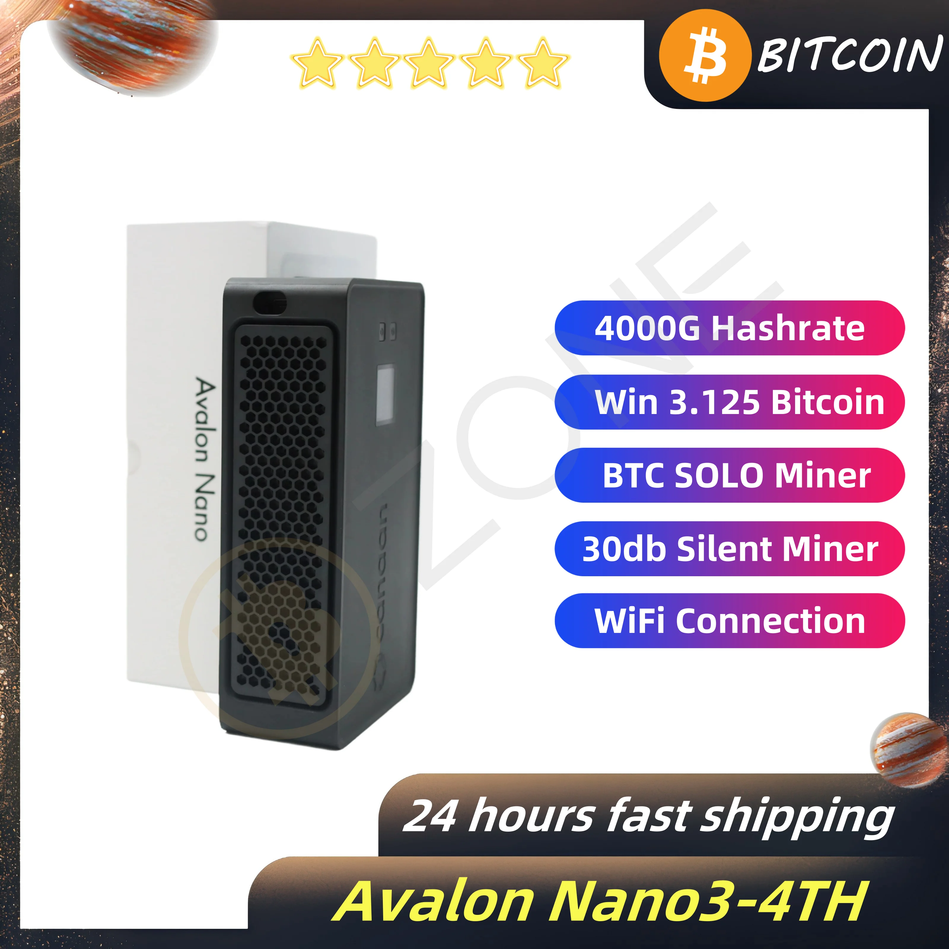 

New Arrive Canaan Avalon Nano 3 ASIC BTC Mining Machine 4000GH/S Bitcoin Solo Miner With 140W PSU & Cable Ready to Ship