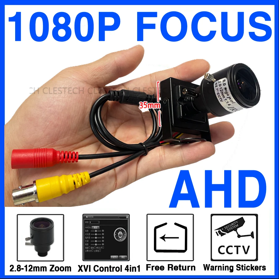 Focus 2.8mm-12mm Zoom Focusing Full AHD CCTV Mini Camera 1920*1080P XVI be 4in1 HD Digital 2.0MP Small Micro Metal Surveillance