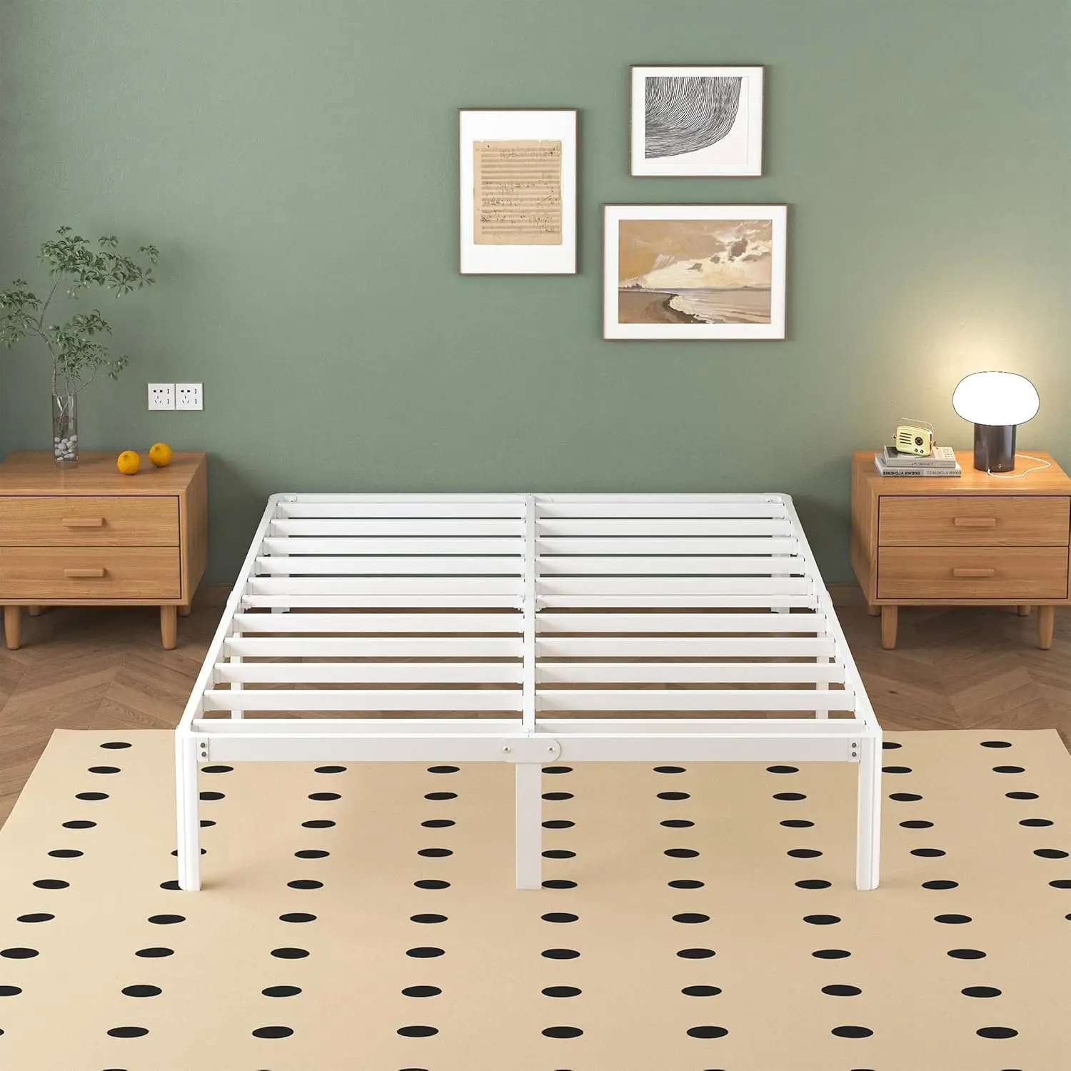 Lutown-Teen White Small Double Bed Frame 4ft with Rounded Corner Legs, Heavy Duty Metal Bed Frame Small Double, Small D