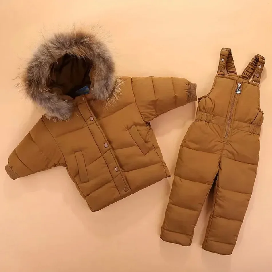 

Children Down Jacket Set Kids Winter Thick Coat Thickened Baby Baby 1-3 Years Old Boys and Girls Medium Length Two-piece Set