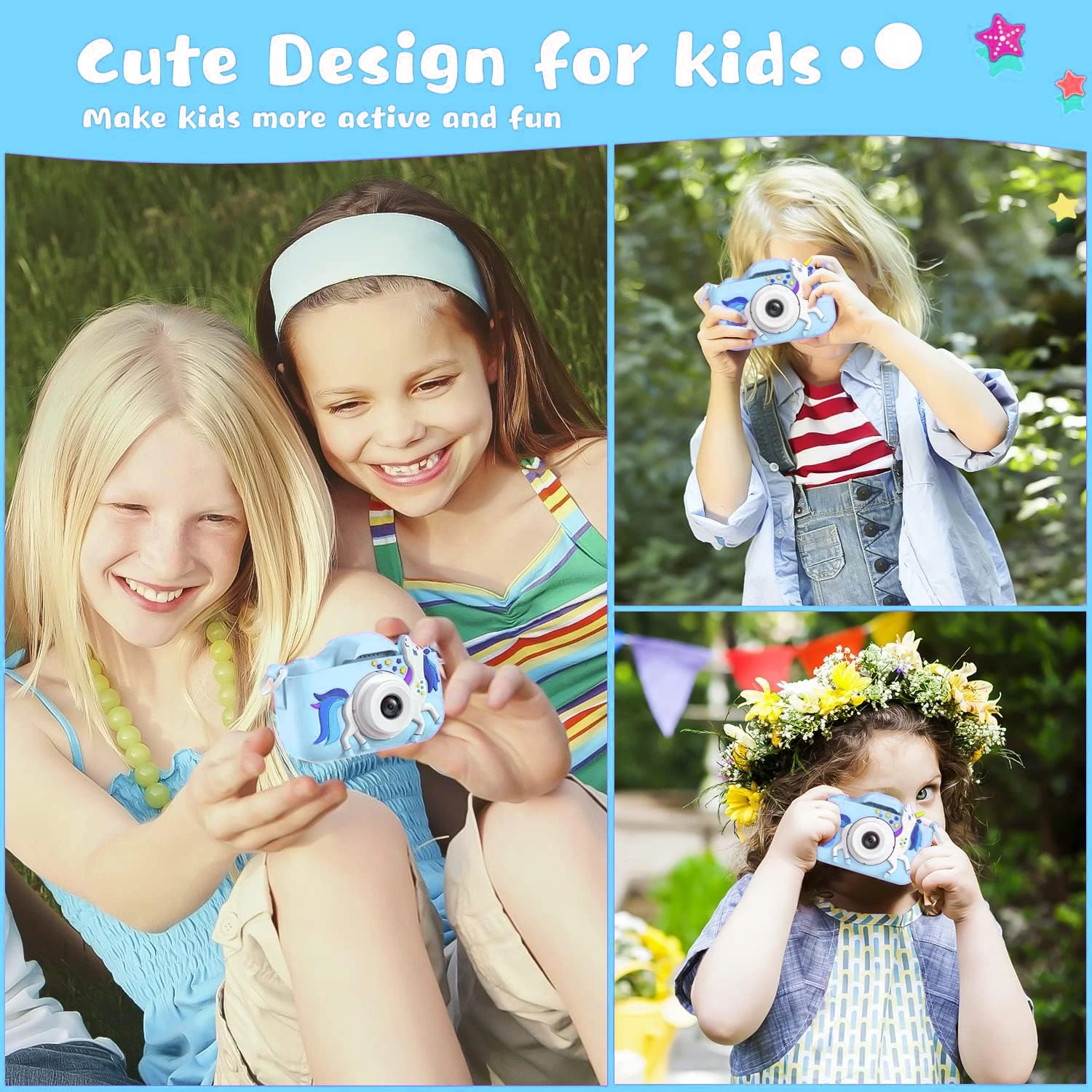 กล้องของเล่นเด็กที่ได้รับการปรับปรุงแล้ว เป็นของขวัญวันเกิดในวันคริสต์มาส กล้องวิดีโอดิจิตอลแบบตั้งเวลาถ่ายภาพความละเอียดสูง 1080P