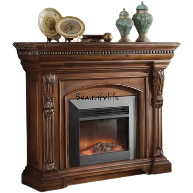 

American Country Solid Wood Fireplace Cabinet Vintage Artist Home Decorative Cabinet