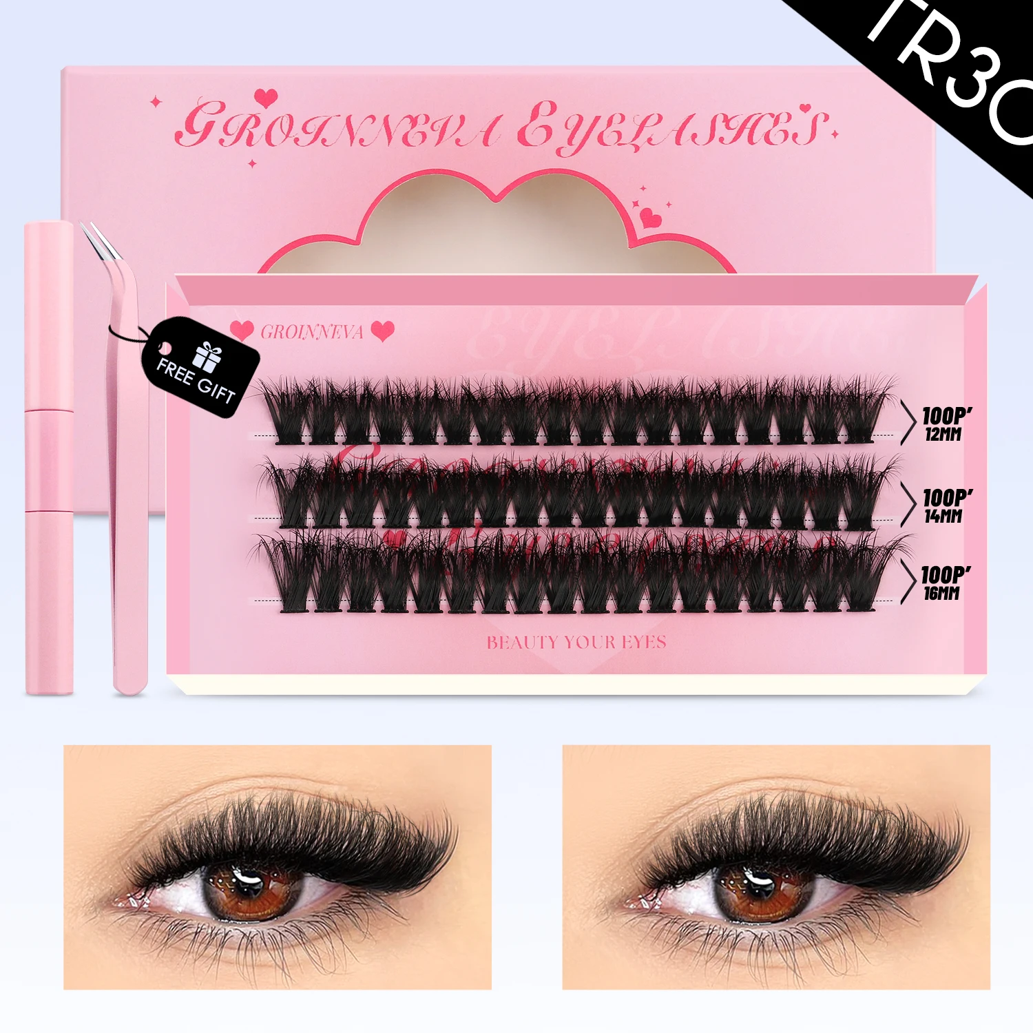 Manga Lashes Kit Natural Volume Cluster Eyelashes