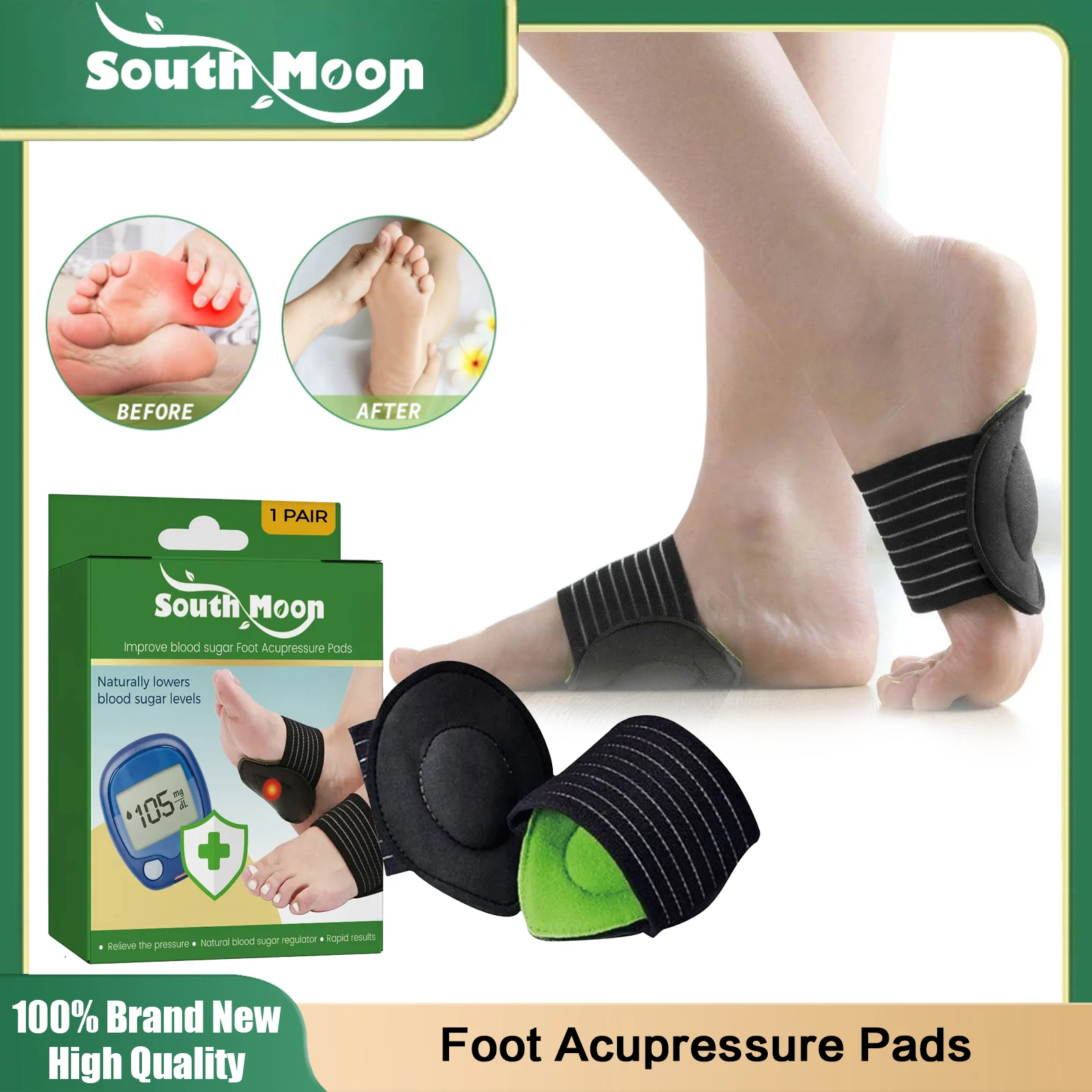 

Foot Acupressure Pads Promote Blood Circulation Regulate Blood Sugar Relieve Foot Pain Fatigue Improve Sleep Relax Plantar Care