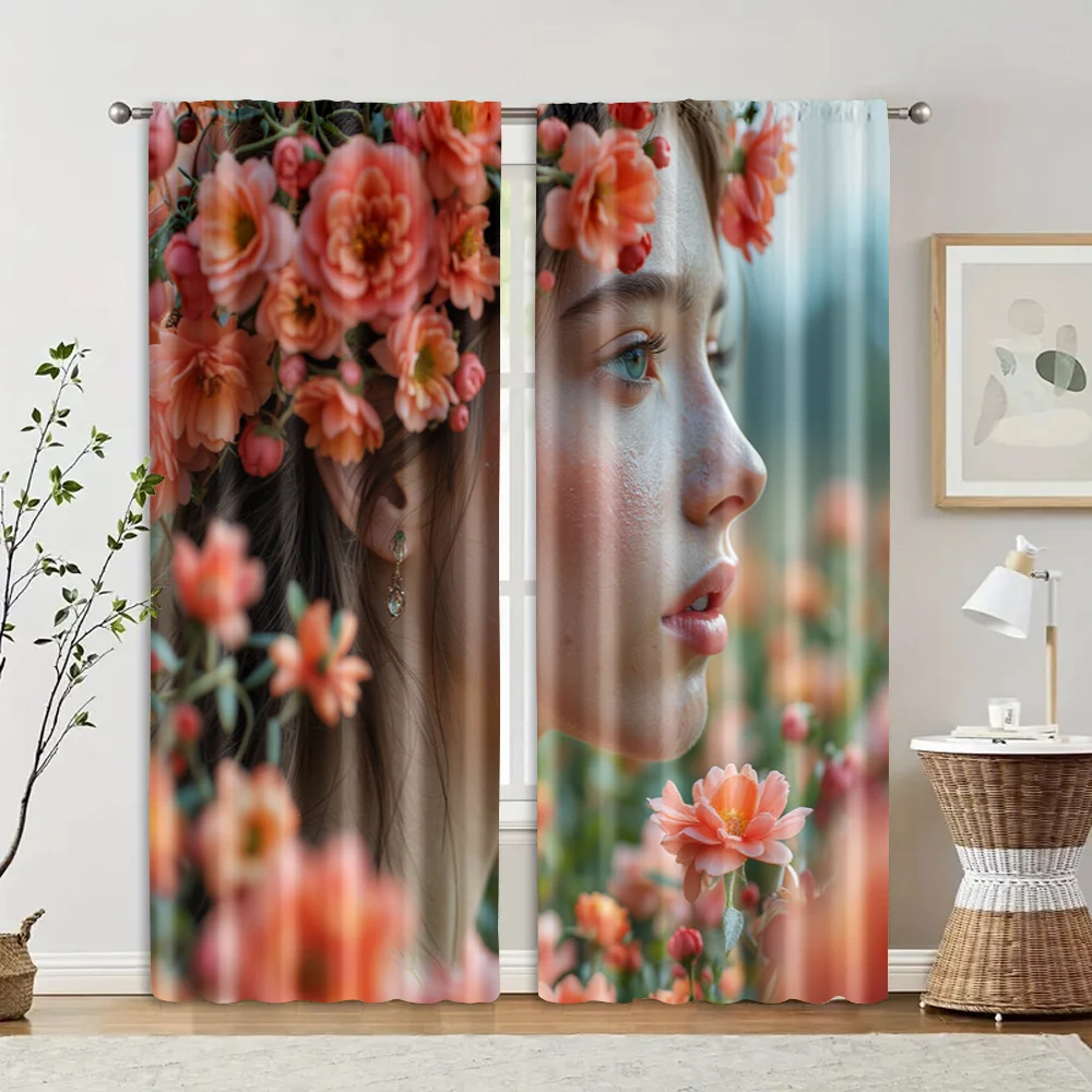 

2 pcs, filtering curtains (excluding rods, non-movable, without batteries) Bohemian Gir for use in bedrooms and living rooms