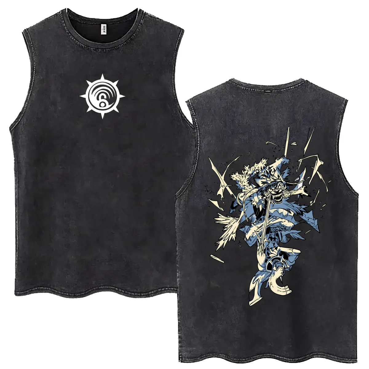 Anime Gachiakuta Rudo Vintage Washed Tank Tops Men Women Cartoon Manga Merch Sleeveless Vest Unisex Fashion Oversized T Shirts