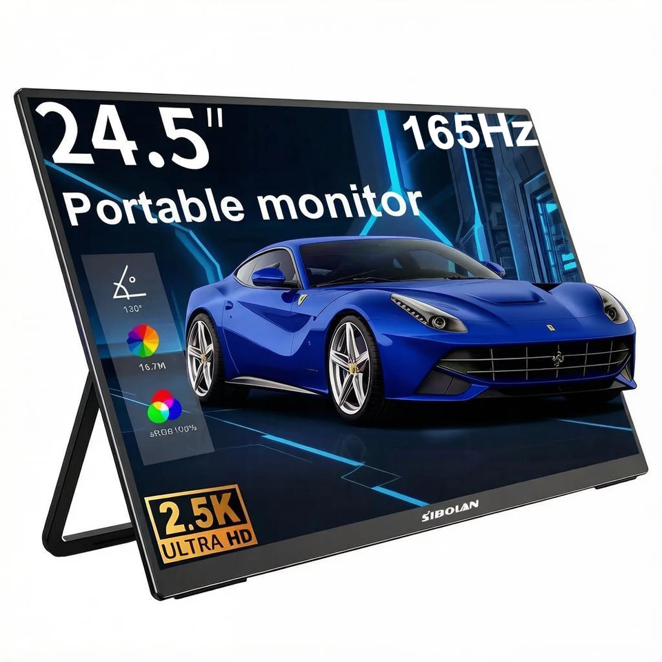 시볼란 24.5인치 2K 휴대용 모니터 HDR 2560*1440P 165Hz 100sRGB 대형 게이밍 디스플레이 TYPE-C HDMI VESA 데스크탑 노트북 미니 PC용 썸네일 7