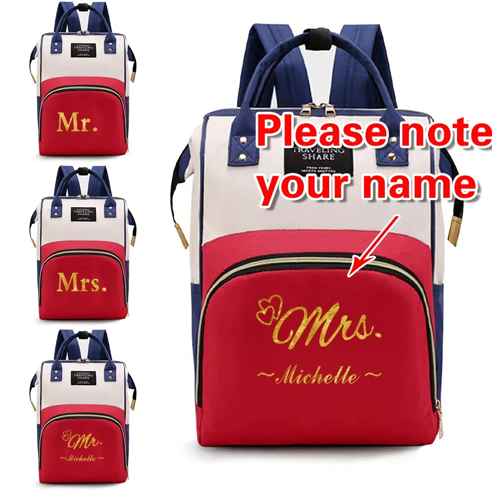 تخصيص اسم الأم على ظهره أكياس حفاظات عالية الجودة حقيبة سفر الرضع التمريض الحليب زجاجة المنظم تخزين الظهر