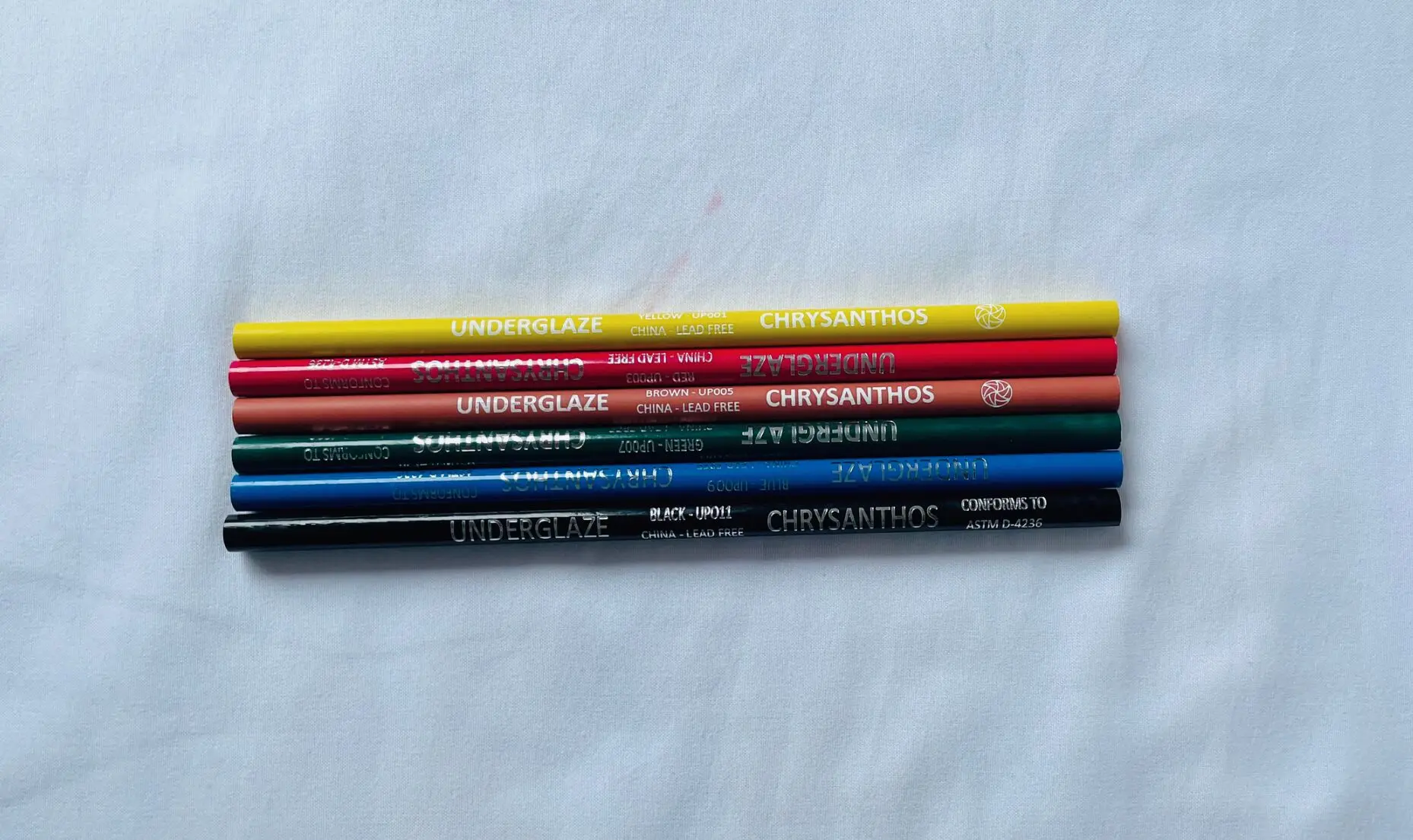 Underglaze Pencils. Set of 6. ODD Lot. 18 cm long.