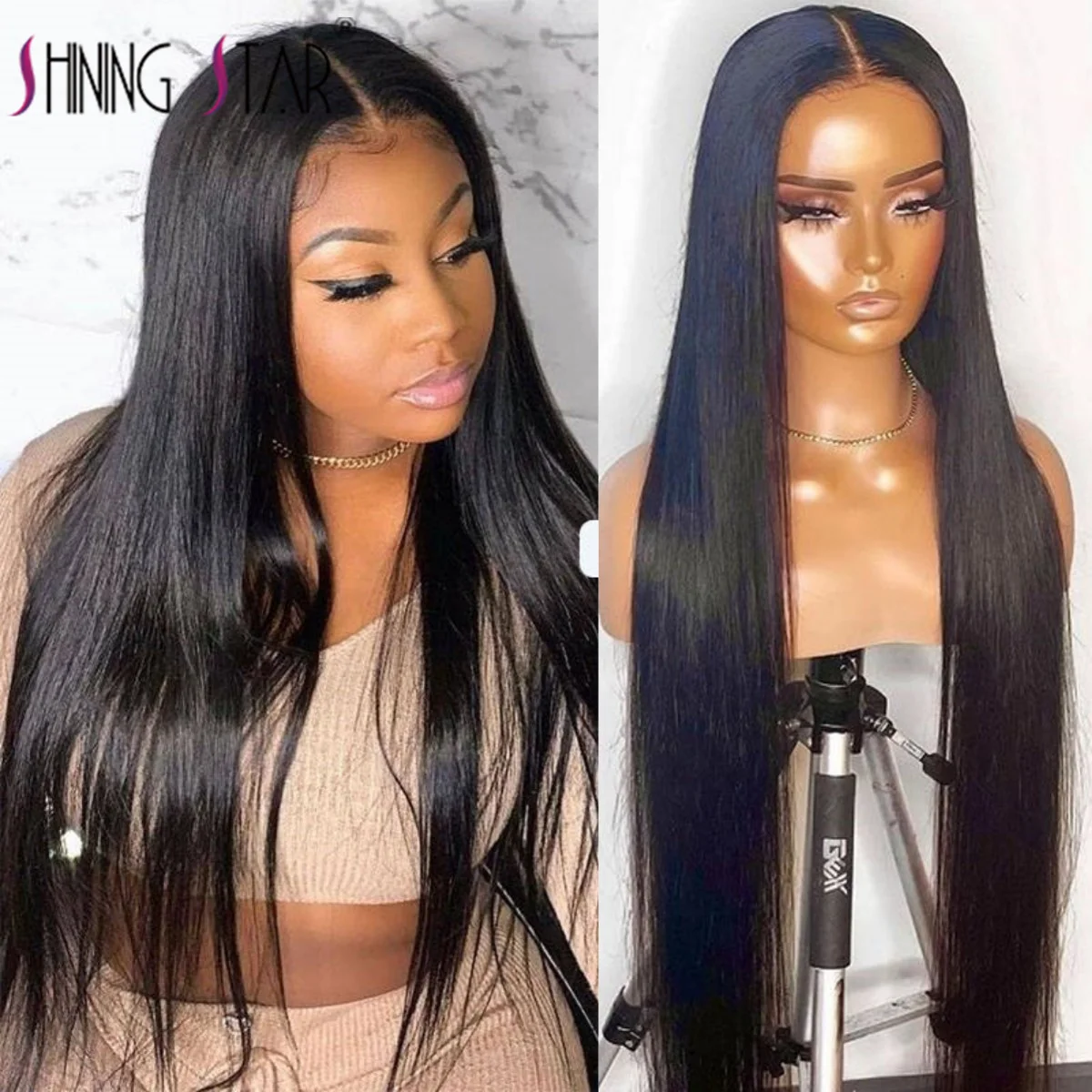 

Straight 13x6 Lace Front Human Hair Wig Pre-Plucked Natural Color 13x4 Transparent Lace Front Human Hair Wig For Women 180%