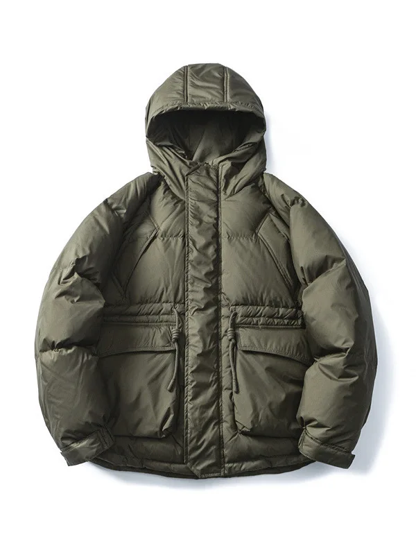 

ex Thiened Warm Du down Workwear Hooded Jaet Loose Fit Tee-in-One Outdoor Coat Polyester Fiber Ci Casual Sle