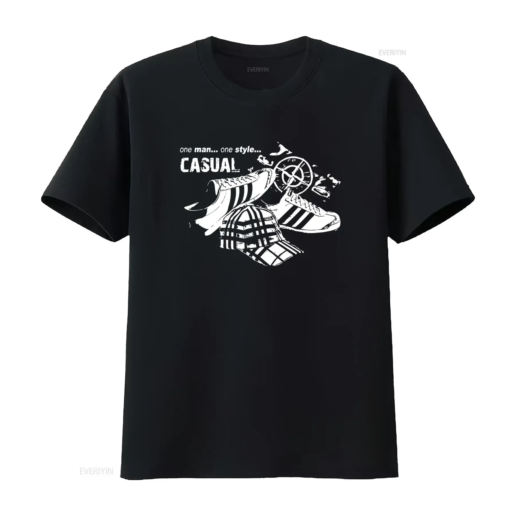 Casual Sunday Men's Knit Cotton T Shirt with Hooligans Mods Terrace Crew Style Print vintage Washed designer clothes graphic