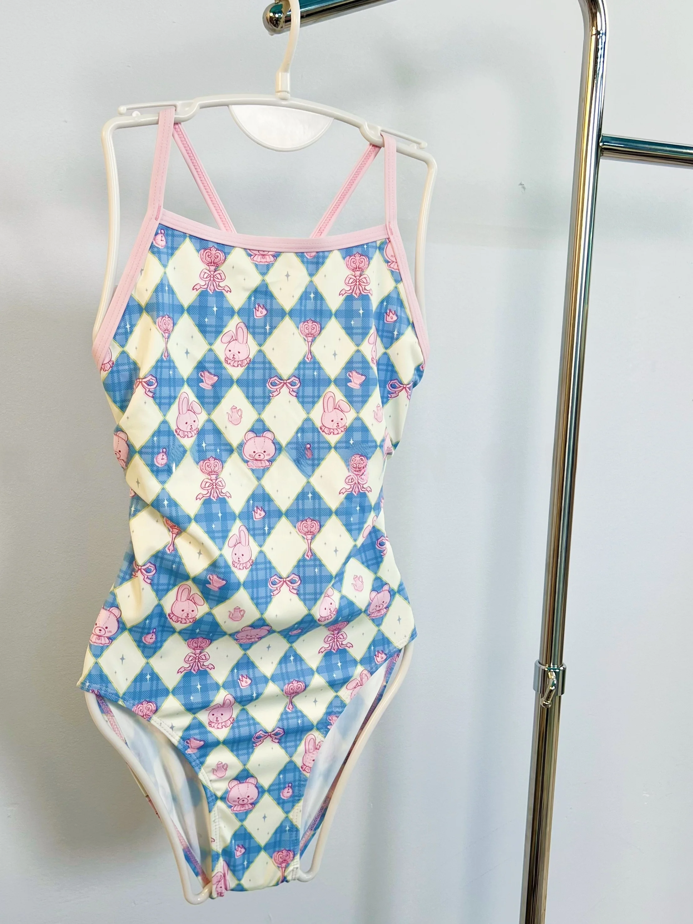 

Cartoon Rabbit One-Piece Swimsuit Women's Competitive Speedy Swimwear High Elasticity Quick Dry No Chest Pad round Neck Sleev...