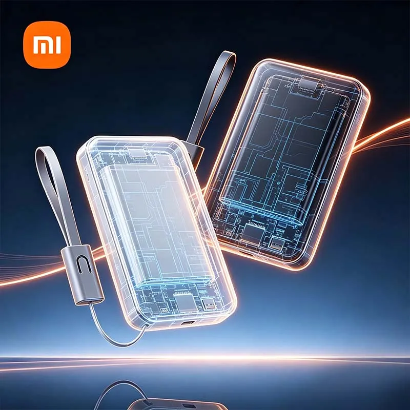 Xiaomi Ultra Slim 5000mAh 22.5W MAX Portable External Battery Power Bank with Built-in Cable for Xiaomi Samsung IPhone 17+