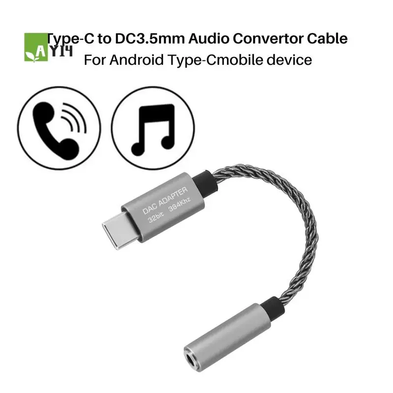 AY14 -ALC5686 USB Type-C To 3.5Mm DAC Headset Amplifier 16-32 Ohm 125DB PCM 32B/384Khz Digital Decoder Audio Adapter