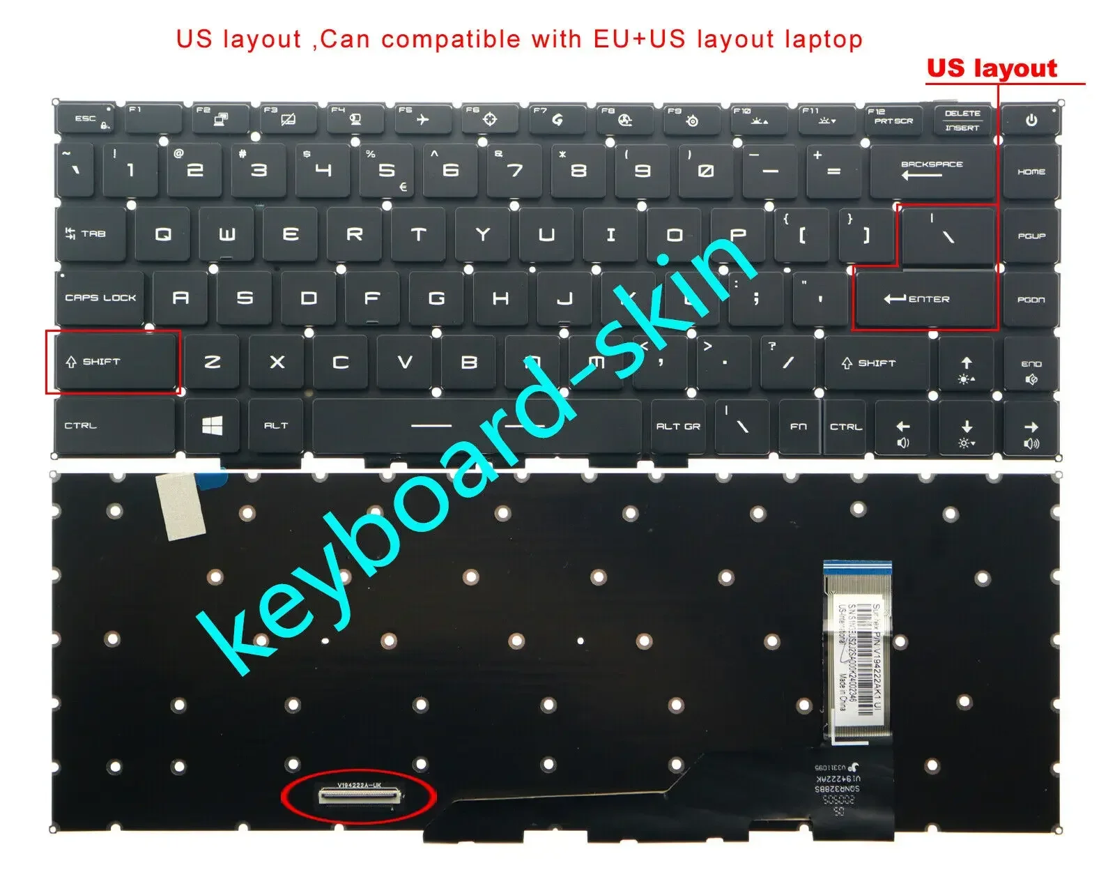 

US keyboard RGB Colorful Per-key backlit for MSI GE66 Raider 10SF 10SFS 10SGS MS-1541 GS66 Stealth 10SD 10SE 10SF 10SFS MS-16V1