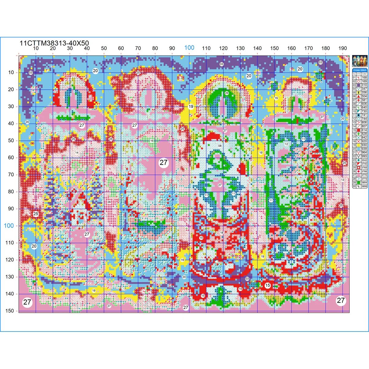 1 Stück 40x50cm/15,7x19,69 Zoll, 11Ct/14Ct Kreuzstich-Set, DIY Valentinstagsgeschenk, Stickerei-Set für Festivals, Porträts – Detail 2