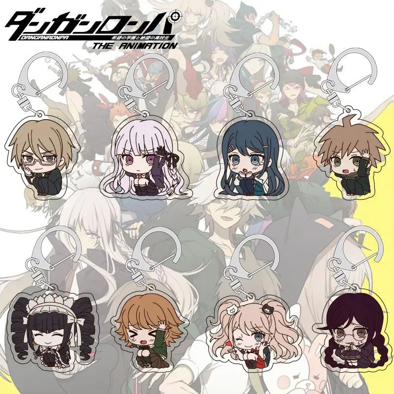 Danganronpa Acrylic Keychain Makoto Naegi Byakuya Togami Kyoko Kirigiri Dual‑use Cellphone Strap Bluetooth Earphone‑case Charm