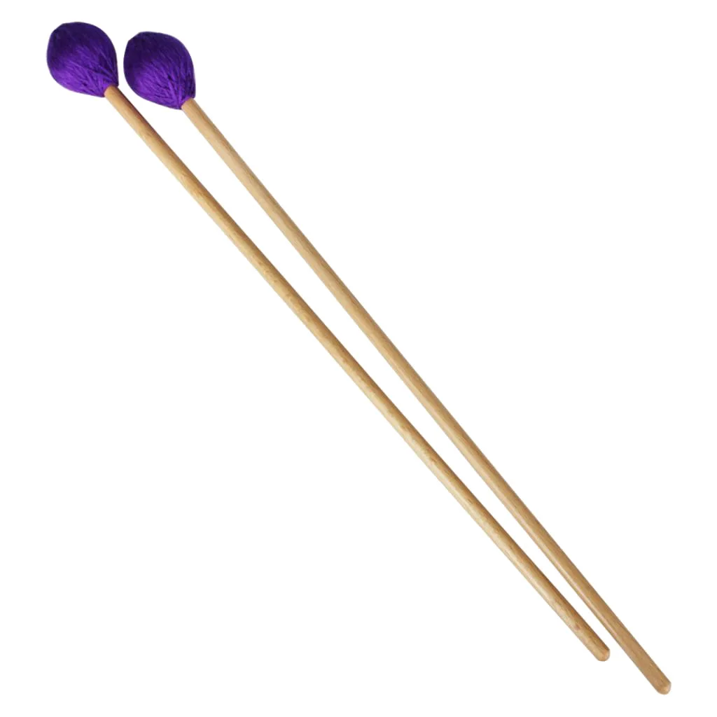 

2pcs Marimba Mallets Xylophone Stick with Purple Yarn Head And Beech Wood Handle