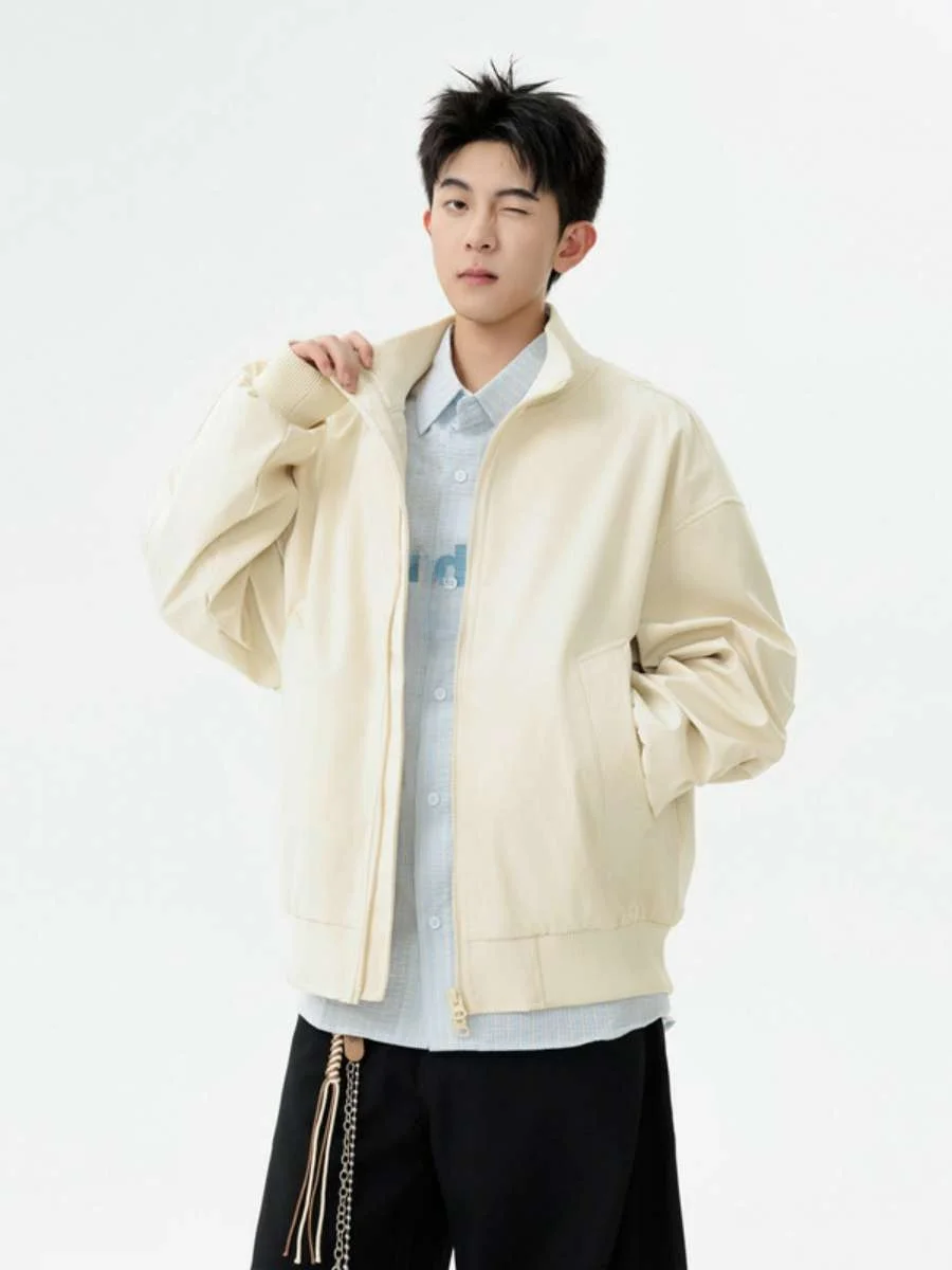 

Retro Flight Jaet Zipper Workwear Collar American Sle Men's Loose Fit Polyester Fiber Youth Daily Wear Outerwear