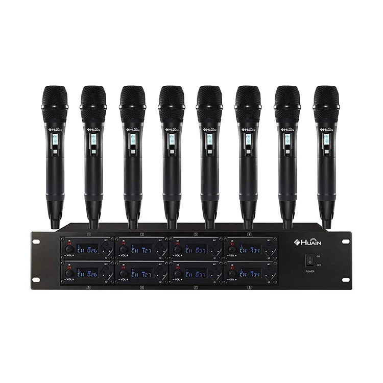 

8-Channel Handheld Wireless UHF LCD Display Stage Conference Mic Meeting Microphone System Suitable For Meeting Rooms or Offices