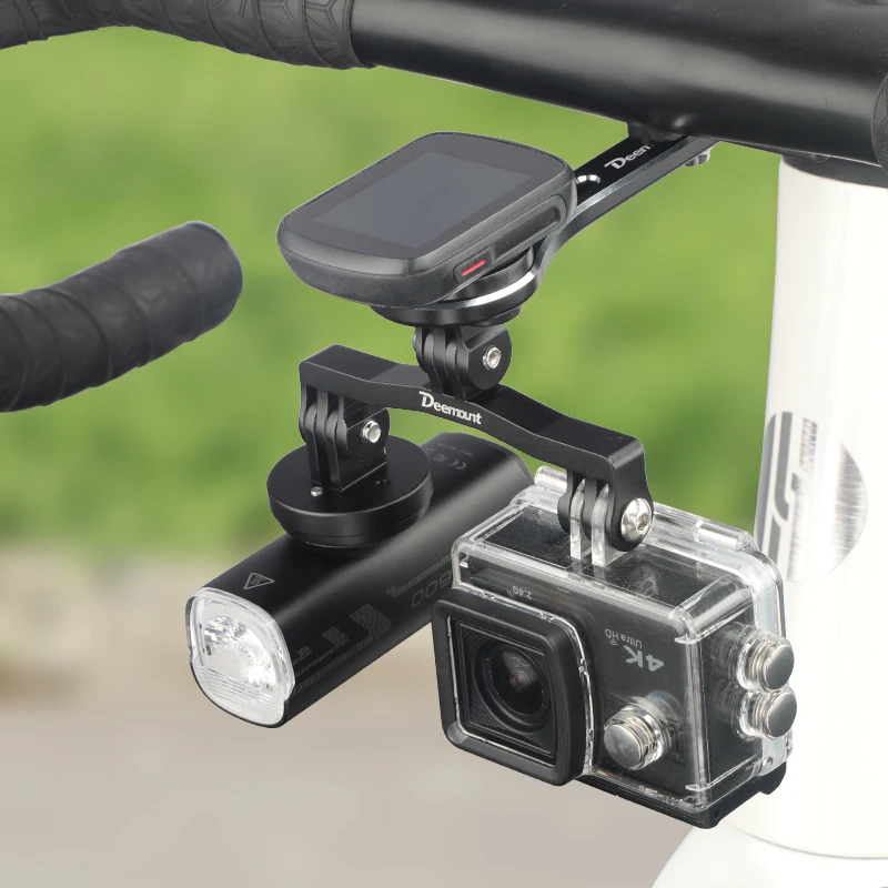 Dual Twin Metal Adaptor Sports Camera Headlight 1 to 2 Connector Bicycle Computer Bracket Extension Holder Fits GoPro Interface image 5