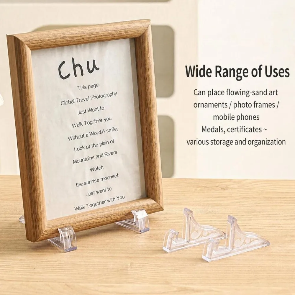 2Pcs Plastic Photo Frame Stand Clear/Black Multi-Purpose Plastic Display Stand Quicksand Painting Base