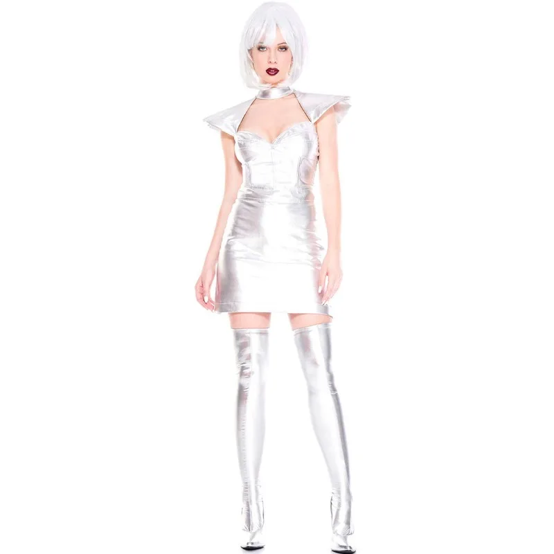 Halloween Cosplay Costume Astronaut Short Sleeved Dress with Ankle Sleeves Suit Theme Party Role Playing Outfits for Adult Women - view 5