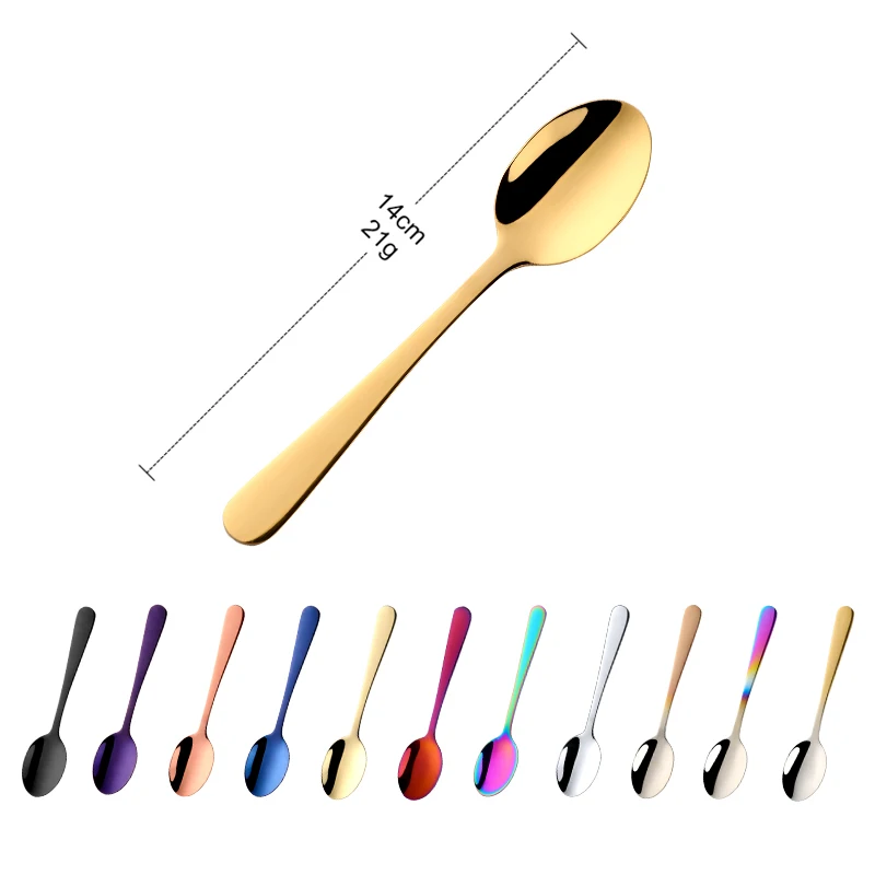 1PCS Mini Tea Spoon Stainless Steel Cutlery Set Unique Rainbow Dessert Spoon Gold Tea Spoons Small Coffee Spoon Scoop