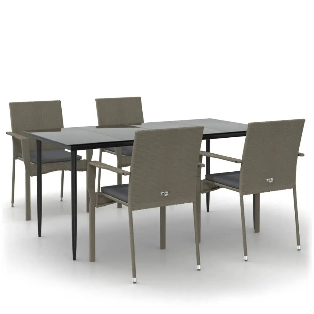 Deep Seating Outdoor Patio Dining Set 6 Piece Grey Cushion Poly Rattan Sectional Furniture, Customized