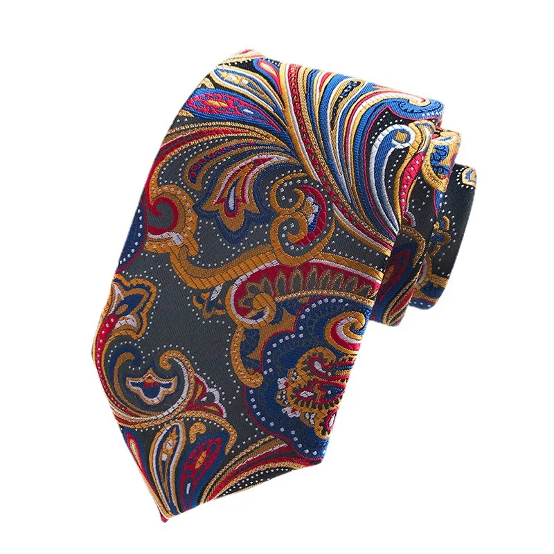 8CM Hot Sale New Fashion Paisley Cashew Floral Polyester Jacquard Tie Formal Business Wedding Neckties Gifts