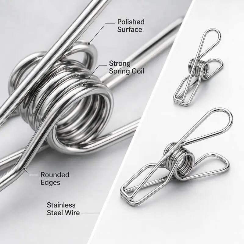 10~100 Stück Edelstahl-Wäscheklammern, langlebige Wäscheklammern, vielseitige Metallklammern für Wäsche, Haushalt und Küche – Detail 5