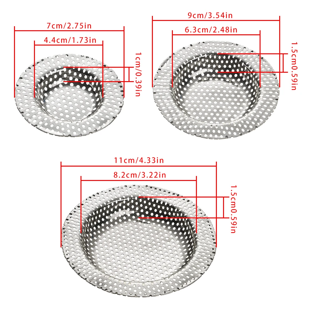 Bathroom Kitchen Stainless Steel Sink Strainer Anti Clog Drain Filter Hair Clean Up Waste Catcher Waste Catcher Stopper