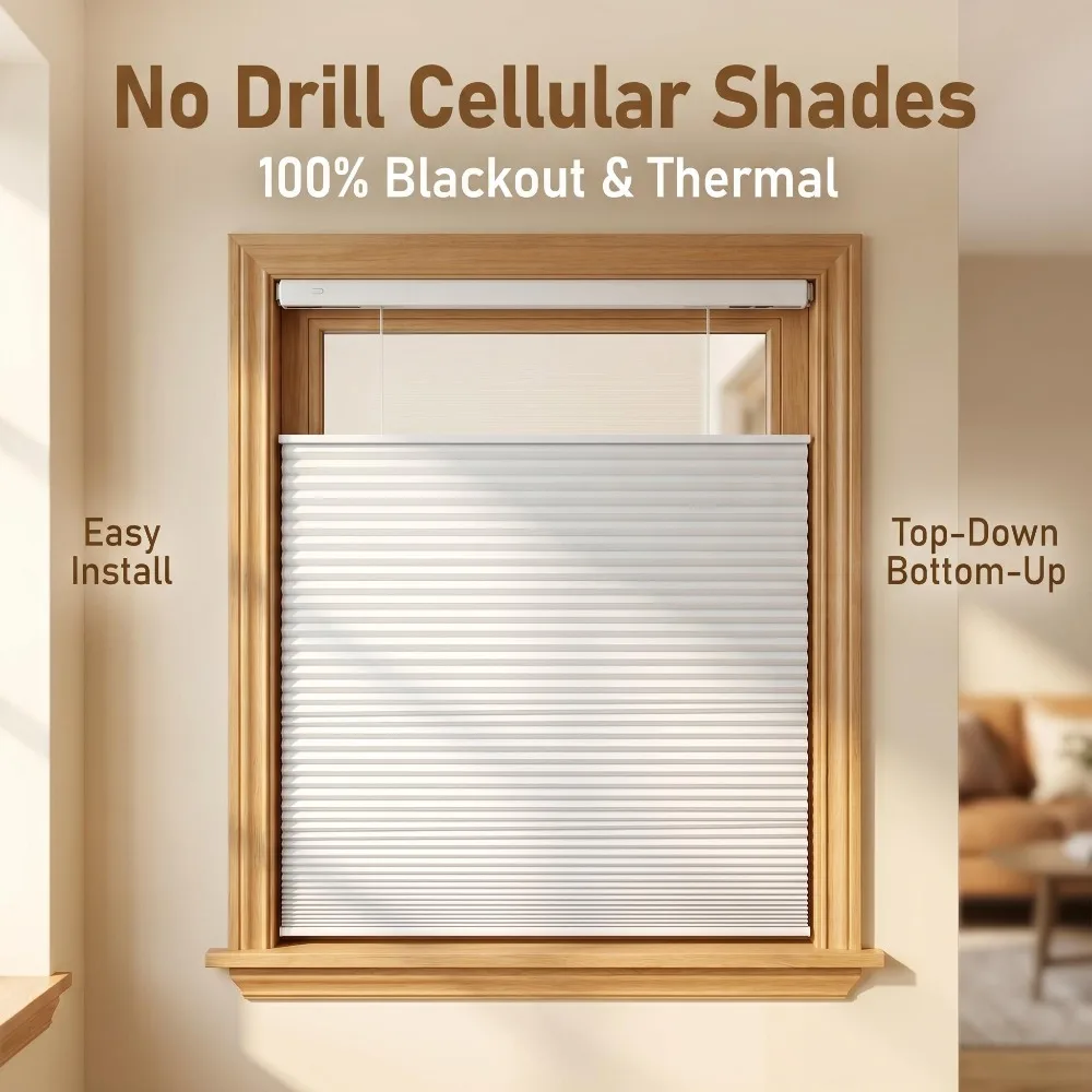 Custom Cellular Blackout Curtains Honeycomb Shades Blackout Screen Waterproof Blinds Estor Without Drilling for Windows Doors