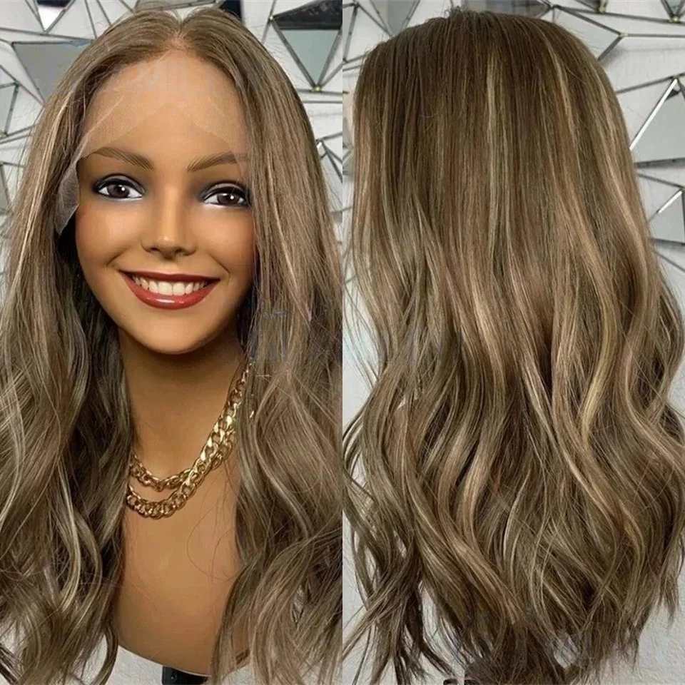 

Длинный светлый волнистый парик из натуральных волос, 26 дюймов, без клея, плотность 180%, кружевная основа 5x5, шелковая основа, для женщин, с детским волосом, предварительно пророщенный