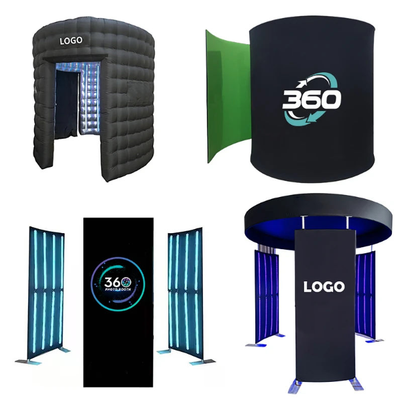 360 Photo Booth Accessories Green Screen Spiral Enclosure Backgrounds Portable 360 Photo Booth Backdrop with Led Light