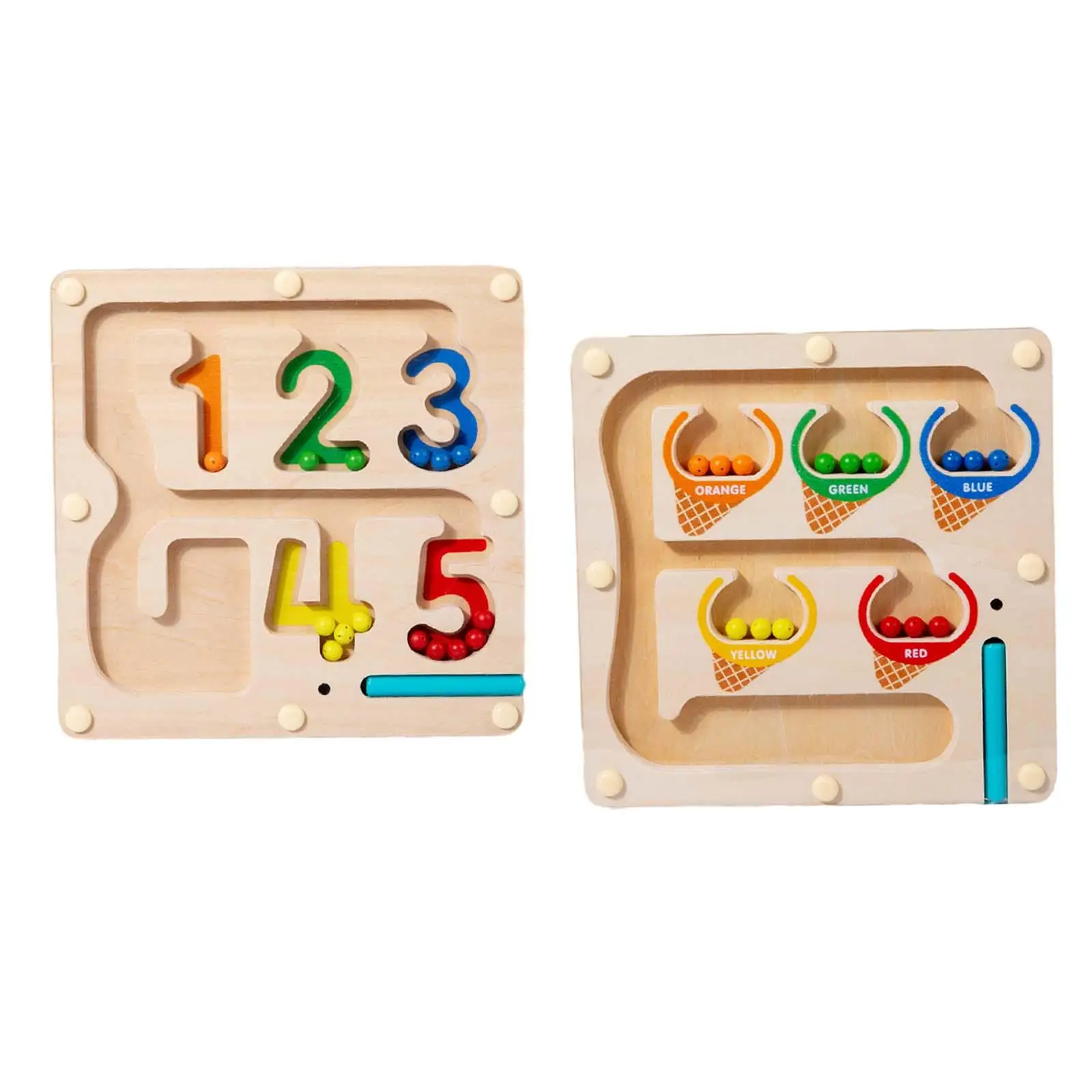 

Wooden Magnet Puzzle Boards Skills Toys Magnetic Color & Number Maze for Preschoolers Gift 3 4 5 6 7 Years Old Girls Boys