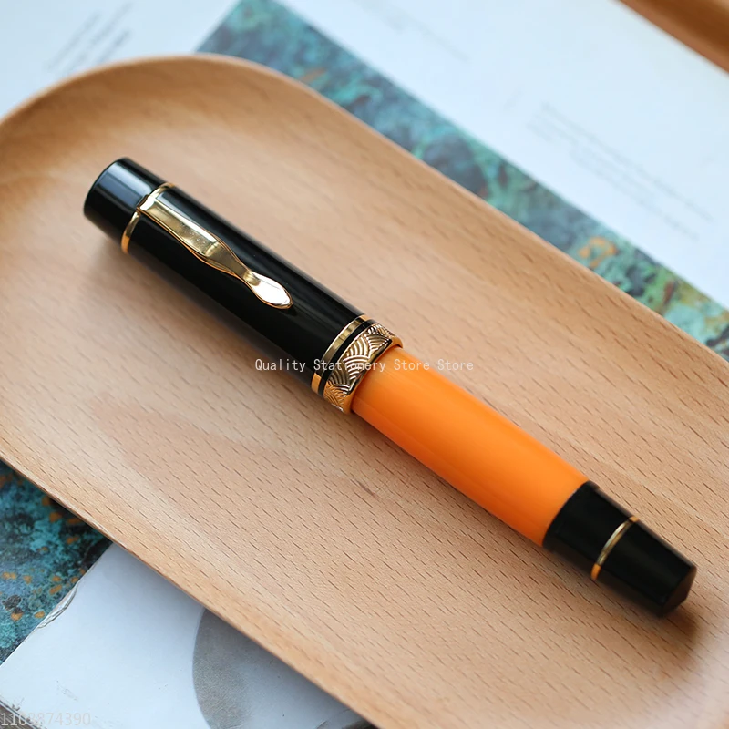 

New MAJOHN 139 Resin All Brass Piston Fountain Pen Acrylic No.8/NO.6/Long Knife EF/F/M Nib Ink Pen Smooth Students Writing Gift