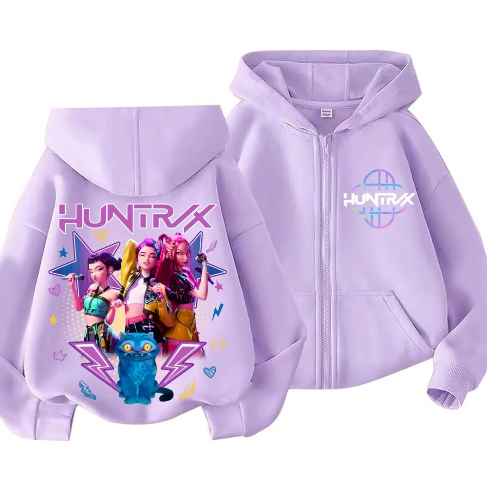 

KPop Demon Hunters Kids От 3 до 12 лет толстовка на молнии с теплым принтом весенне-осенняя спортивная одежда одежда для мальчиков повседневная одежда для девочек ​