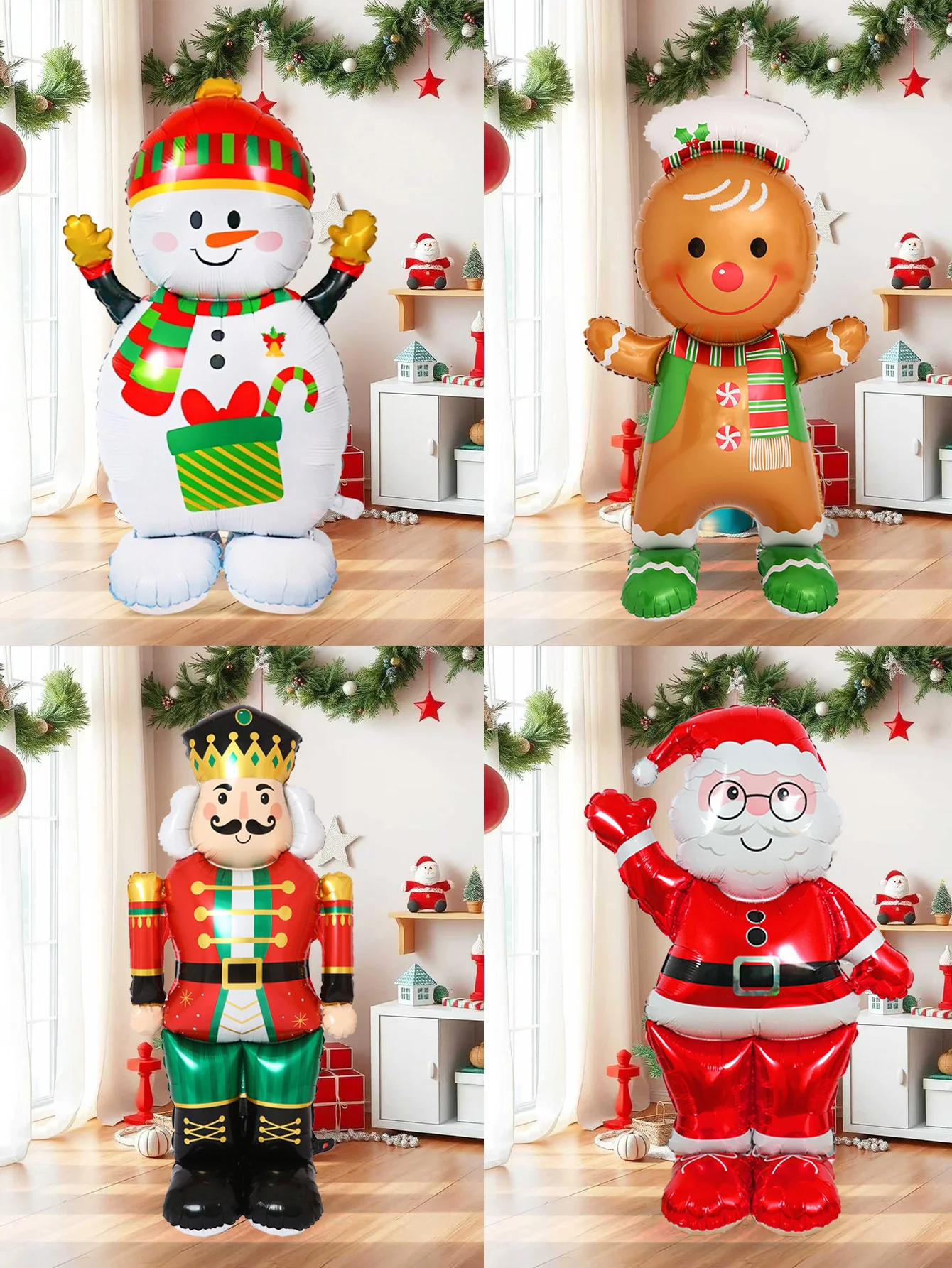 قطعة واحدة من بالونات رقائق الألومنيوم لعيد الميلاد مقاس 60 بوصة، مناسبة لحفلات عيد الميلاد وحفلات موضوع رجل الثلج وحفلات أعياد الميلاد