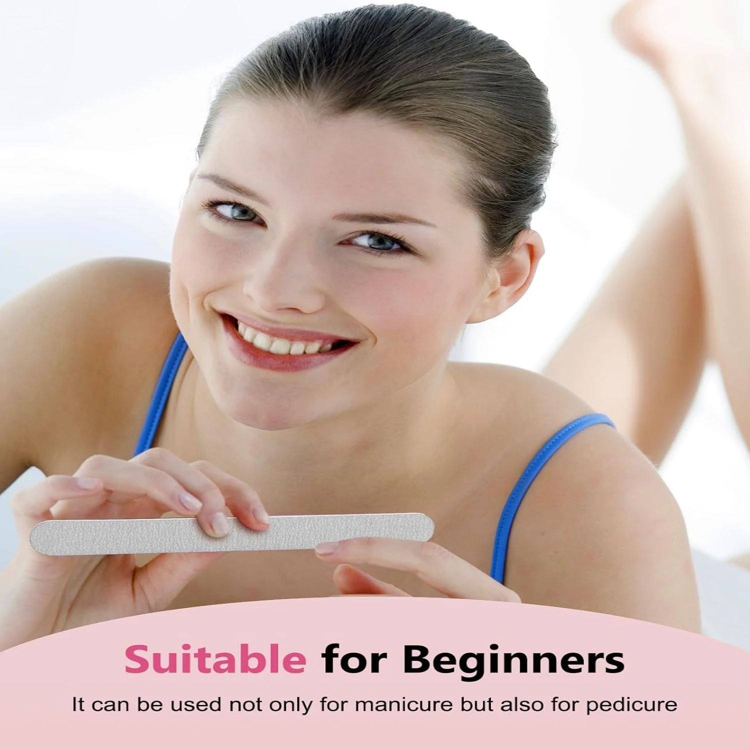 Donna - Set di lime e tamponi professionali di alta qualità a doppia faccia da 25 pezzi deluxe per manicure e pedicure di qualità superiore - T