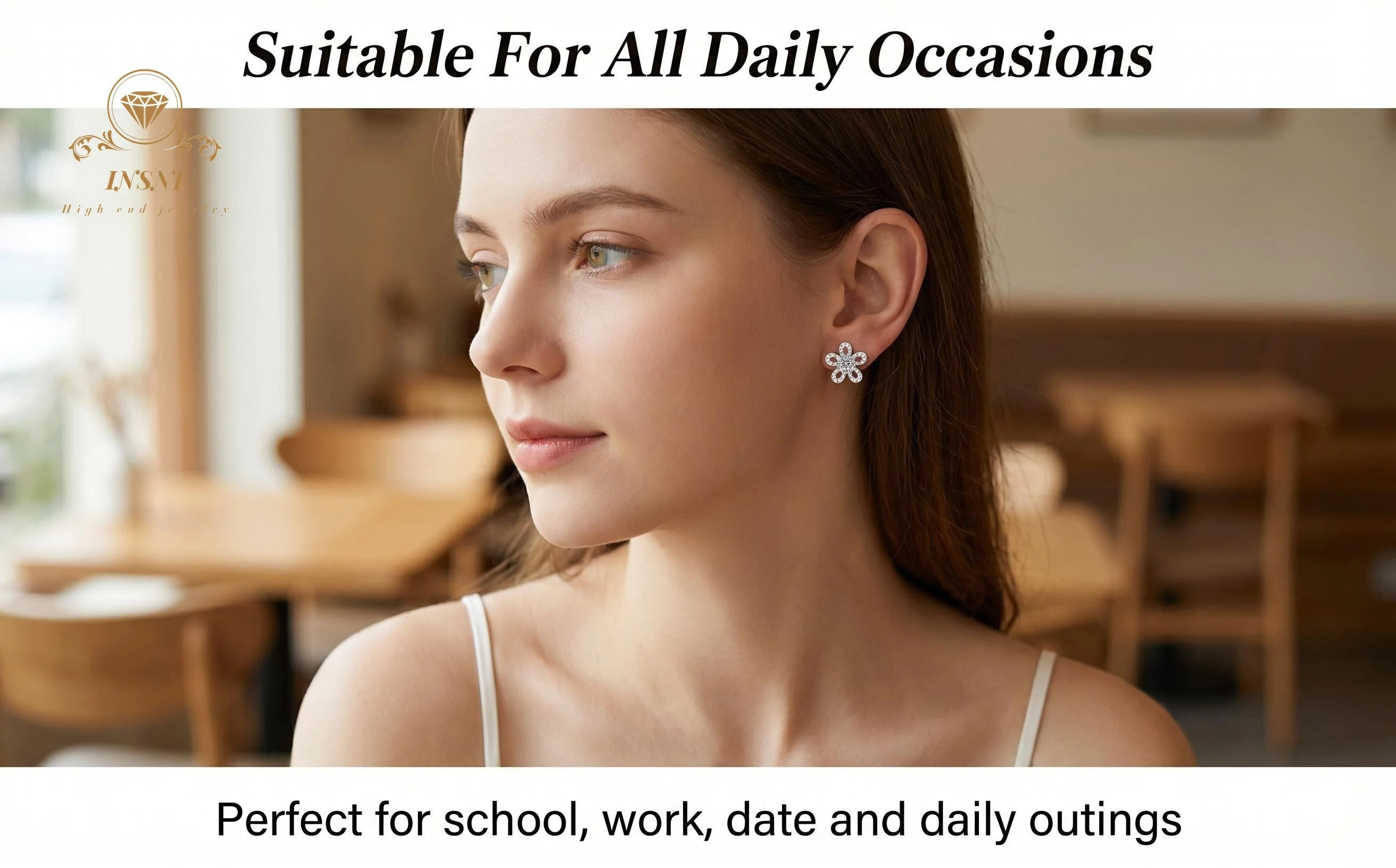 1Ct D Color Sunflower Moissanite Stud Earrings S925 Silver Luxury Korean Style Commuter Jewelry Gifts for Women Non-allergic