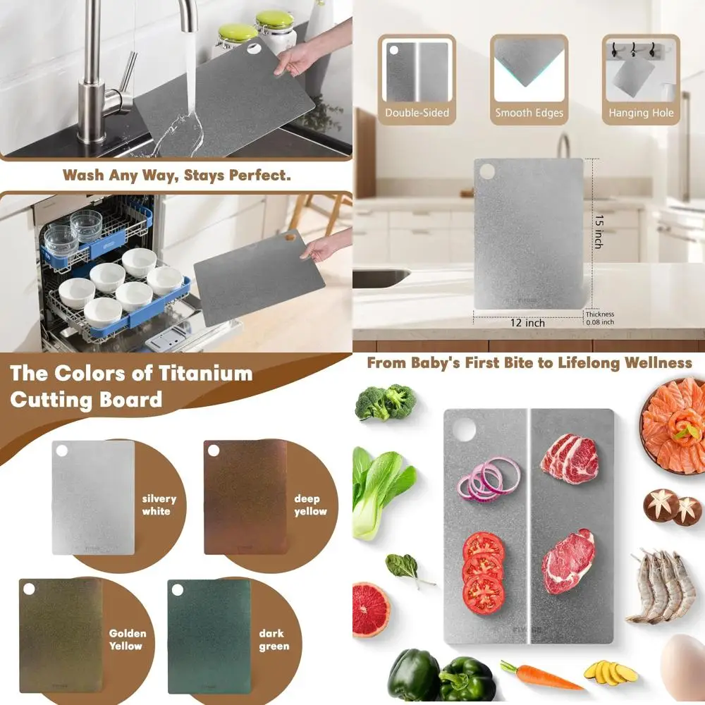 

Double-Sided Titanium Cutting Board, 15x10, 0.08 Thick, Dishwasher Safe, Non-Toxic, Suitable for All Ages, Perfect for Ready-to-