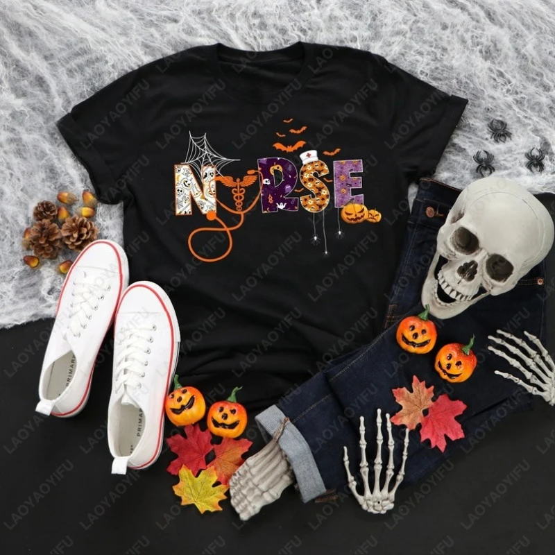 

Halloween Nurse Men Women Tees Fashion Casual Style Loungewear High Quality Cotton Comfortable Commuter Tops Cool Unisex Tshirt