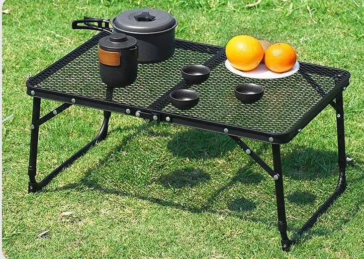 Outdoor Folding Table Grid Camping Lift Portable Foldable Portable Picnic Aluminum Alloy Table Barbecue Stall Camping Tables