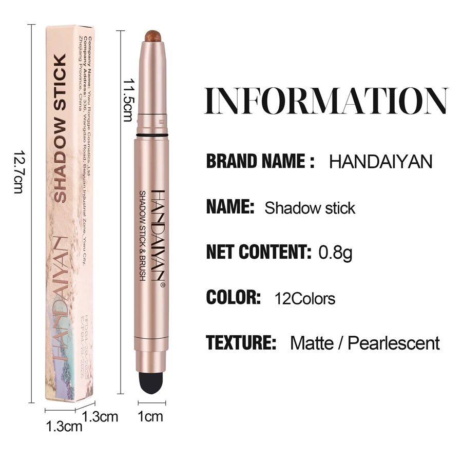 Handaiyan Double tête fard à paupières bâton diamant miroitant surligneur crayon perle Pigment longue durée crème ombre à paupières surligneur