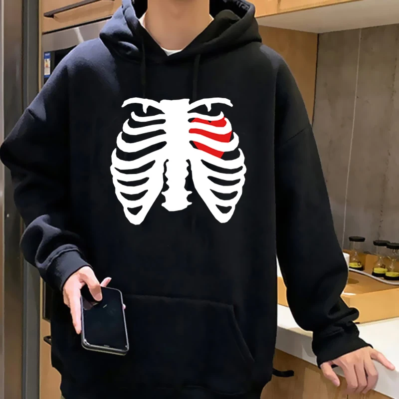 

Y2K Harajuku Korean Style Loose Skeleton Hoodies Men Hoodie Goth Grunge Long-Sleeved Hooded Retro Sweatshirt Male