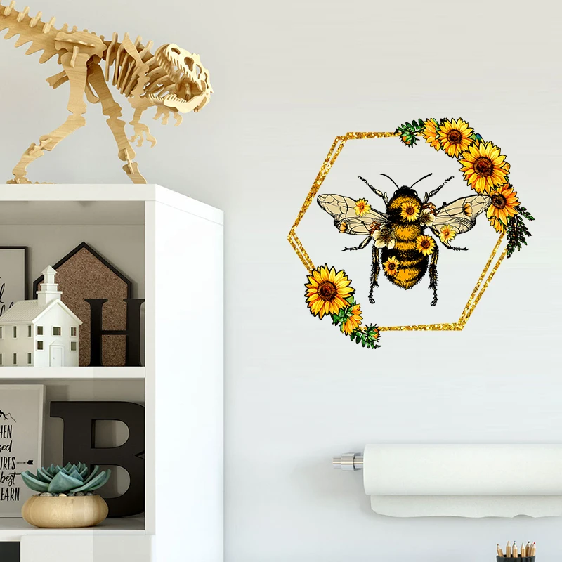 T325# Honey Bee Honeycomb Wall Sticker Bathroom Toilet Decor Living Room Cabinet Refrigerator Home Decoration Decals