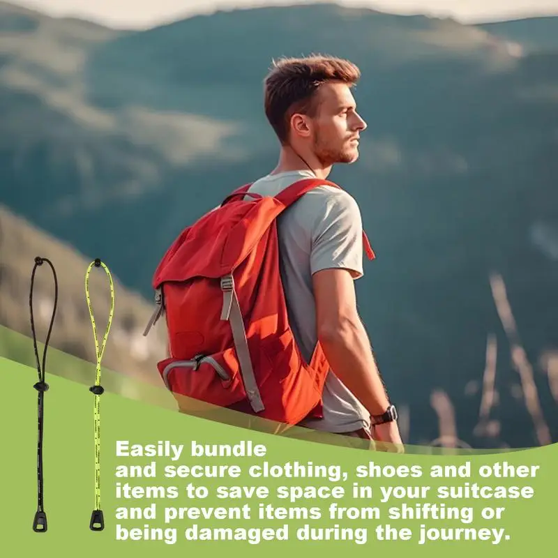 Bungee-Gurte für Rucksack, 2 x elastische kleine Bungee-Seile, starke Bungee-Seile, Reisezubehör, Camping-Werkzeug, Fracht-Zubehör für